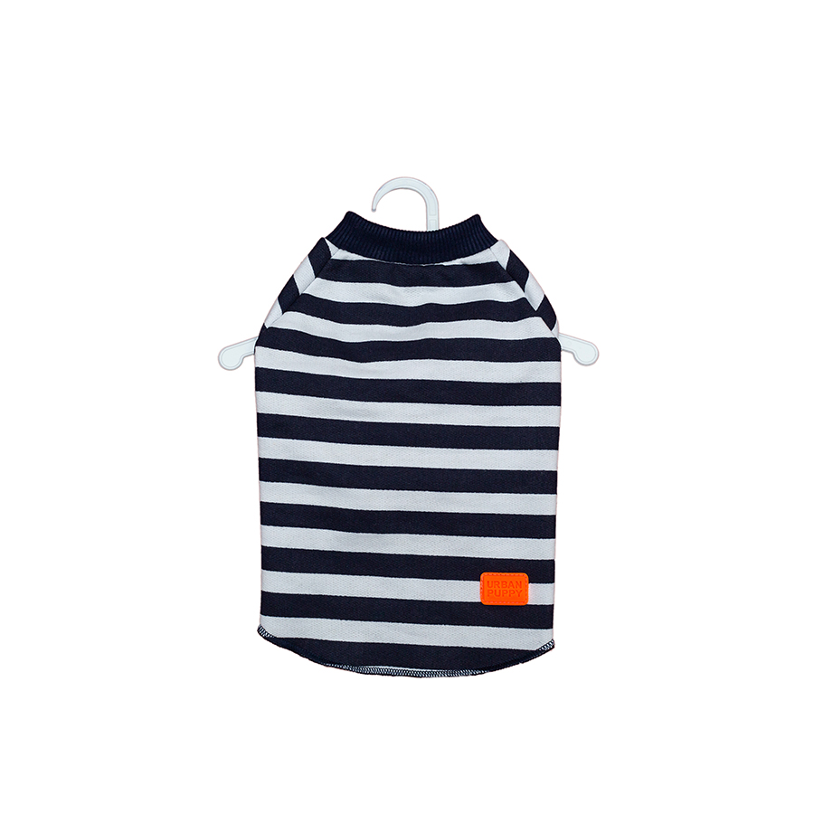 Casaco Moletom s/ Capuz Listrado - Marinho